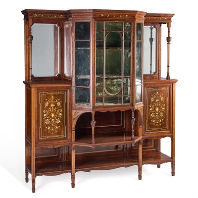 Lot 983 - A FINE INLAID ROSEWOOD PARLOUR CABINET