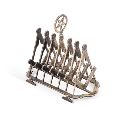 Lot 256 - MASONIC INTEREST: A VICTORIAN SILVER-PLATED TOAST RACK