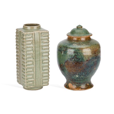 Lot 486 - A CHINESE CELADON-GLAZED CONG VASE