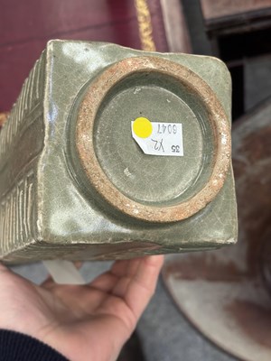 Lot 486 - A CHINESE CELADON-GLAZED CONG VASE
