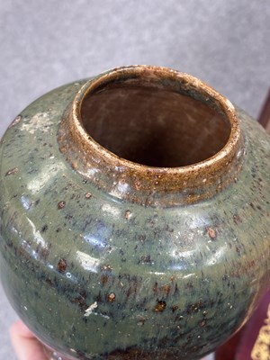 Lot 486 - A CHINESE CELADON-GLAZED CONG VASE