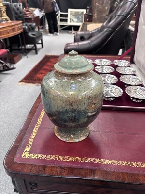 Lot 486 - A CHINESE CELADON-GLAZED CONG VASE