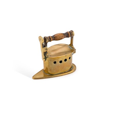 Lot 241 - AN 18TH CENTURY MINIATURE BRASS IRON