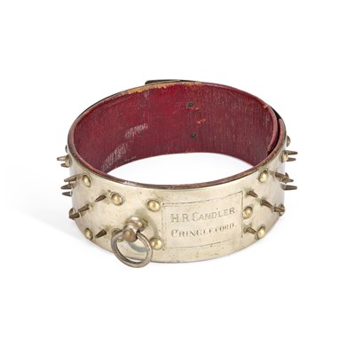 Lot 231 - A VICTORIAN NICKEL AND BRASS ADJUSTABLE DOG COLLAR