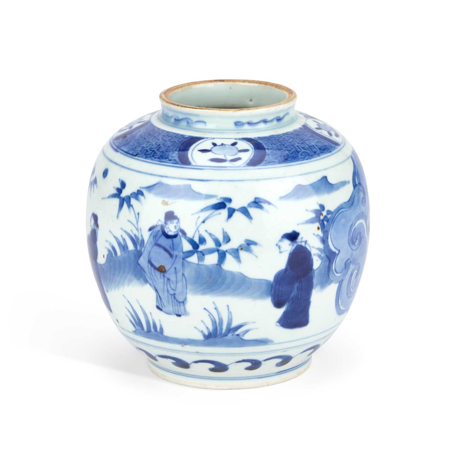 Lot 166 - A CHINESE BLUE AND WHITE PORCELAIN JAR