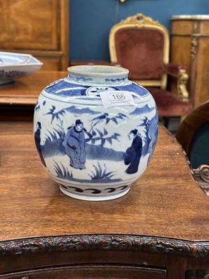 Lot 166 - A CHINESE BLUE AND WHITE PORCELAIN JAR