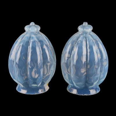 Lot 51 - A PAIR OF LATE VICTORIAN VASELINE GLASS LIGHT SHADES
