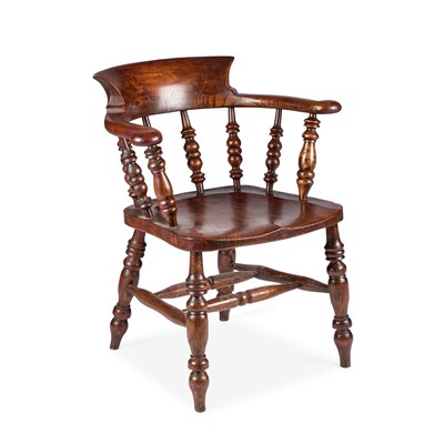 Lot 1045 - A 19TH CENTURY ELM CAPTAIN'S CHAIR