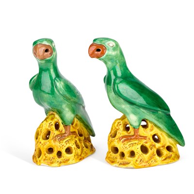 Lot 179 - TWO CHINESE PORCELAIN MODELS OF PARROTS