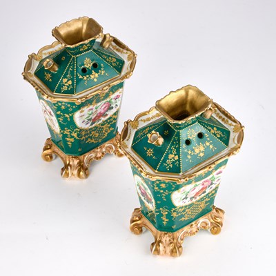 Lot 66 - A PAIR OF PARIS PORCELAIN POTPOURRI VASES AND COVERS