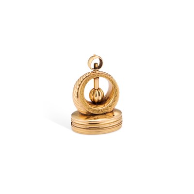 Lot 744 - A 19TH CENTURY GOLD MUSICAL FOB SEAL