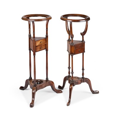 Lot 1024 - A GEORGE III MAHOGANY SHAVING STAND