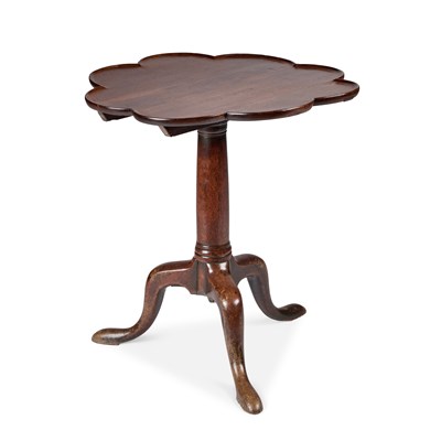 Lot 958 - A WALNUT AND OAK TRIPOD TABLE