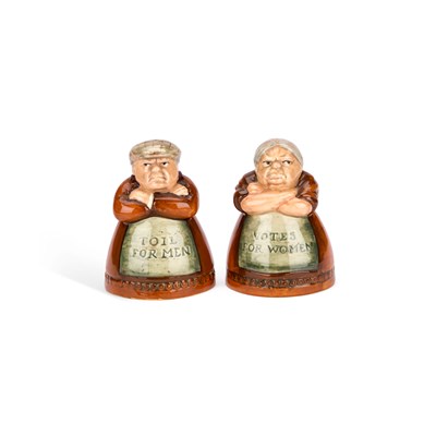 Lot 45 - A PAIR OF ROYAL DOULTON FIGURAL SALT AND PEPPER POTS