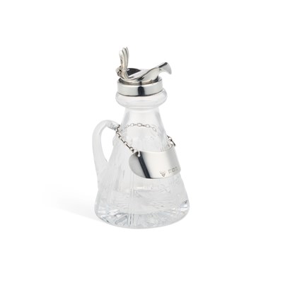 Lot 166 - AN ELIZABETH II SILVER-MOUNTED GLASS WHISKY NOGGIN