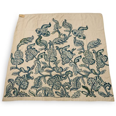 Lot 12 - A JACOBEAN STYLE EMBROIDERED HANGING OR PANEL