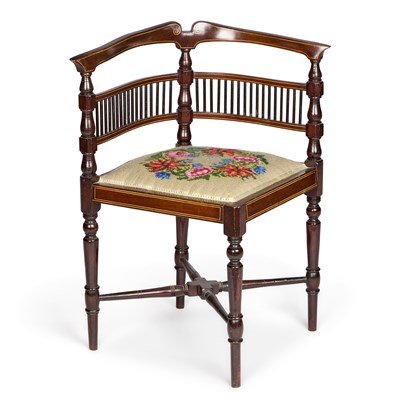 Lot 396 - AN EDWARDIAN CORNER CHAIR