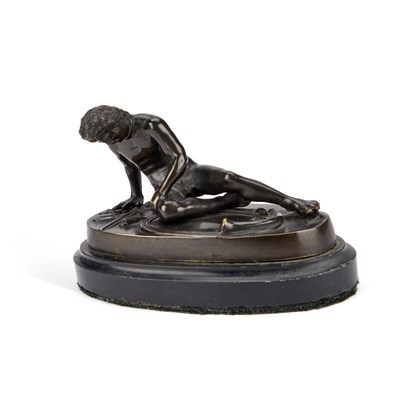 Lot 856 - A 19TH CENTURY FRENCH BRONZE FIGURE OF THE DYING GAUL