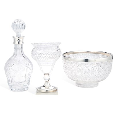 Lot 391 - A GROUP OF SILVER-MOUNTED GLASS ARTICLES