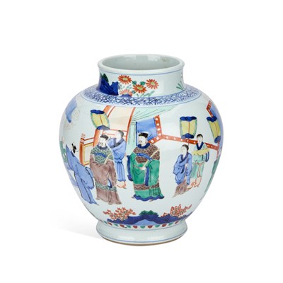 Lot 276 - A CHINESE WUCAI PORCELAIN BALUSTER VASE