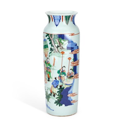 Lot 562 - A CHINESE WUCAI PORCELAIN SLEEVE VASE