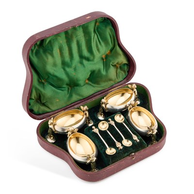 Lot 416 - A SET OF FOUR VICTORIAN SILVER SALTS