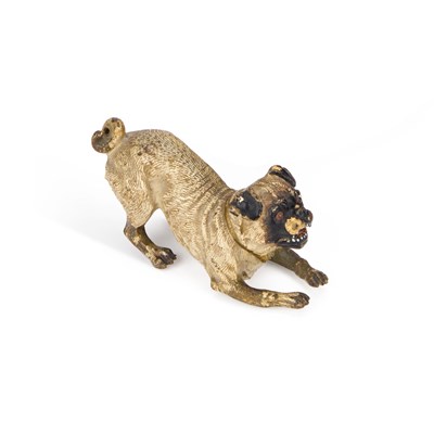Lot 858 - AN AUSTRIAN COLD-PAINTED BRONZE PUG