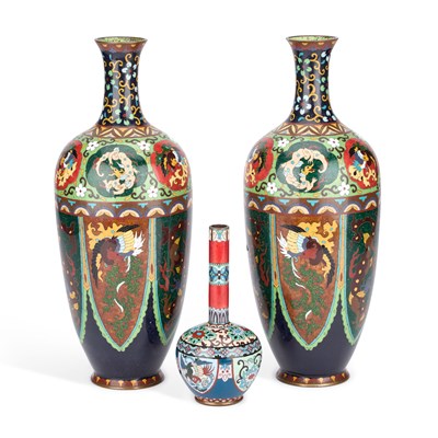 Lot 294 - A LARGE PAIR OF CHINESE CLOISONNÉ ENAMEL VASES