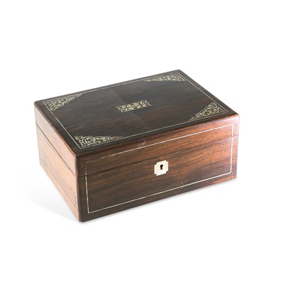Lot 1149 - A 19TH CENTURY MOTHER-OF-PEARL INLAID ROSEWOOD JEWELLERY BOX
