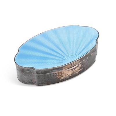 Lot 70 - AN ART DECO SILVER AND BLUE ENAMEL JEWELLERY BOX