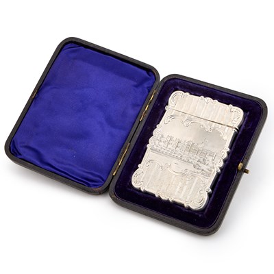 Lot 467 - A VICTORIAN SILVER CASTLE-TOP CARD CASE