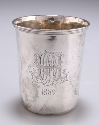 Lot 1036 - AN EARLY 19TH CENTURY RUSSIAN SILVER BEAKER