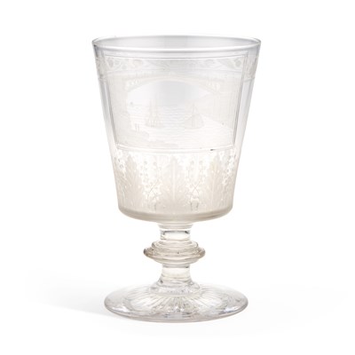 Lot 52 - A LARGE 19TH CENTURY ENGRAVED GLASS GOBLET