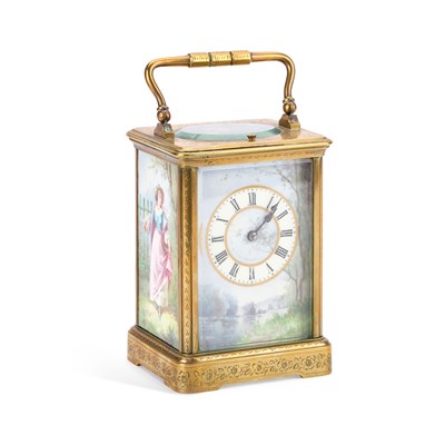 Lot 237 - A LATE 19TH CENTURY FRENCH GILT-BRASS CARRIAGE CLOCK
