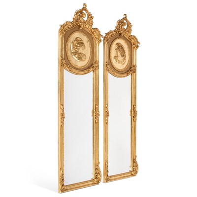 Lot 1226 - A PAIR OF PERIOD STYLE GILT-COMPOSITION PIER MIRRORS