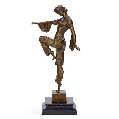 Lot 855 - A BRONZE FIGURE OF A DANCER