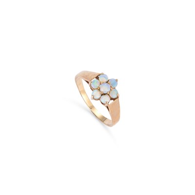 Lot 737 - A 9 CARAT GOLD OPAL RING