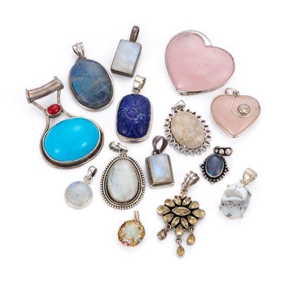 Lot 757 - A GROUP OF GEM-SET PENDANTS