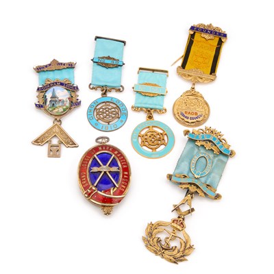 Lot 8 - A GROUP OF SILVER MASONIC AND R.A.O.B JEWELS
