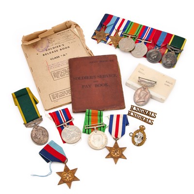Lot 19 - TWO SECOND WORLD WAR TERRITORIAL EFFICIENCY MEDAL GROUPS AND ANOTHER TERRITORIAL EFFICIENCY MEDAL