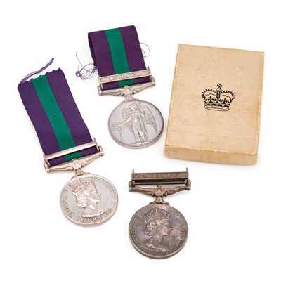Lot 18 - A GROUP OF ELIZABETH II GENERAL SERVICE MEDALS (G.S.M)