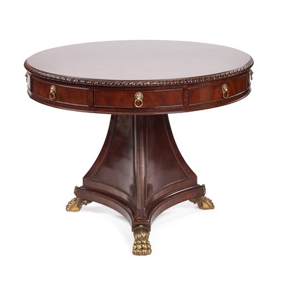 Lot 244 - A REGENCY STYLE MAHOGANY DRUM TABLE