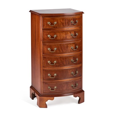 Lot 1000 - A GEORGIAN STYLE MAHOGANY BOW-FRONT CHEST OF DRAWERS