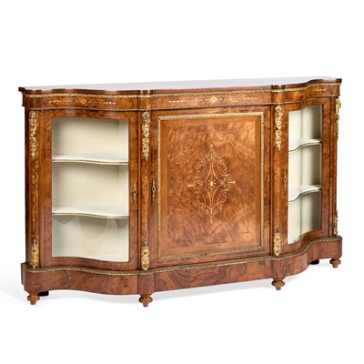 Lot 1174 - A FINE VICTORIAN GILT-METAL MOUNTED, INLAID AND BURR WALNUT CREDENZA