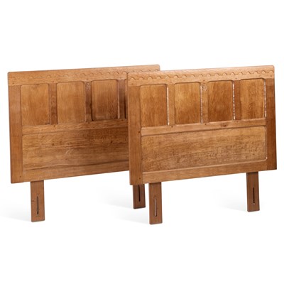 Lot 1032 - WILF HUTCHINSON, A PAIR OF SQUIRRELMAN OAK HEADBOARDS