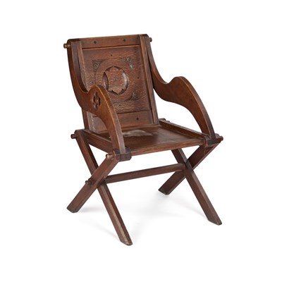 Lot 984 - AN OAK GLASTONBURY CHAIR