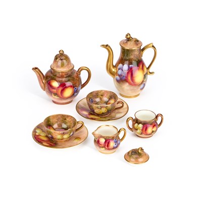 Lot 140 - A ROYAL WORCESTER MINIATURE TEA AND COFFEE SERVICE