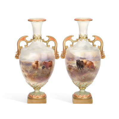 Lot 37 - A PAIR OF ROYAL WORCESTER VASES