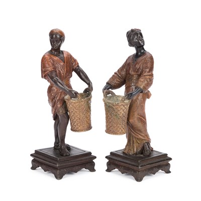 Lot 862 - A PAIR OF LATE 19TH CENTURY PATINATED METAL FIGURES