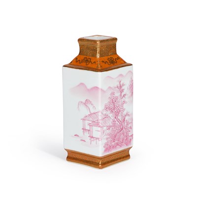 Lot 576 - A CHINESE PORCELAIN SQUARE-SECTION VASE